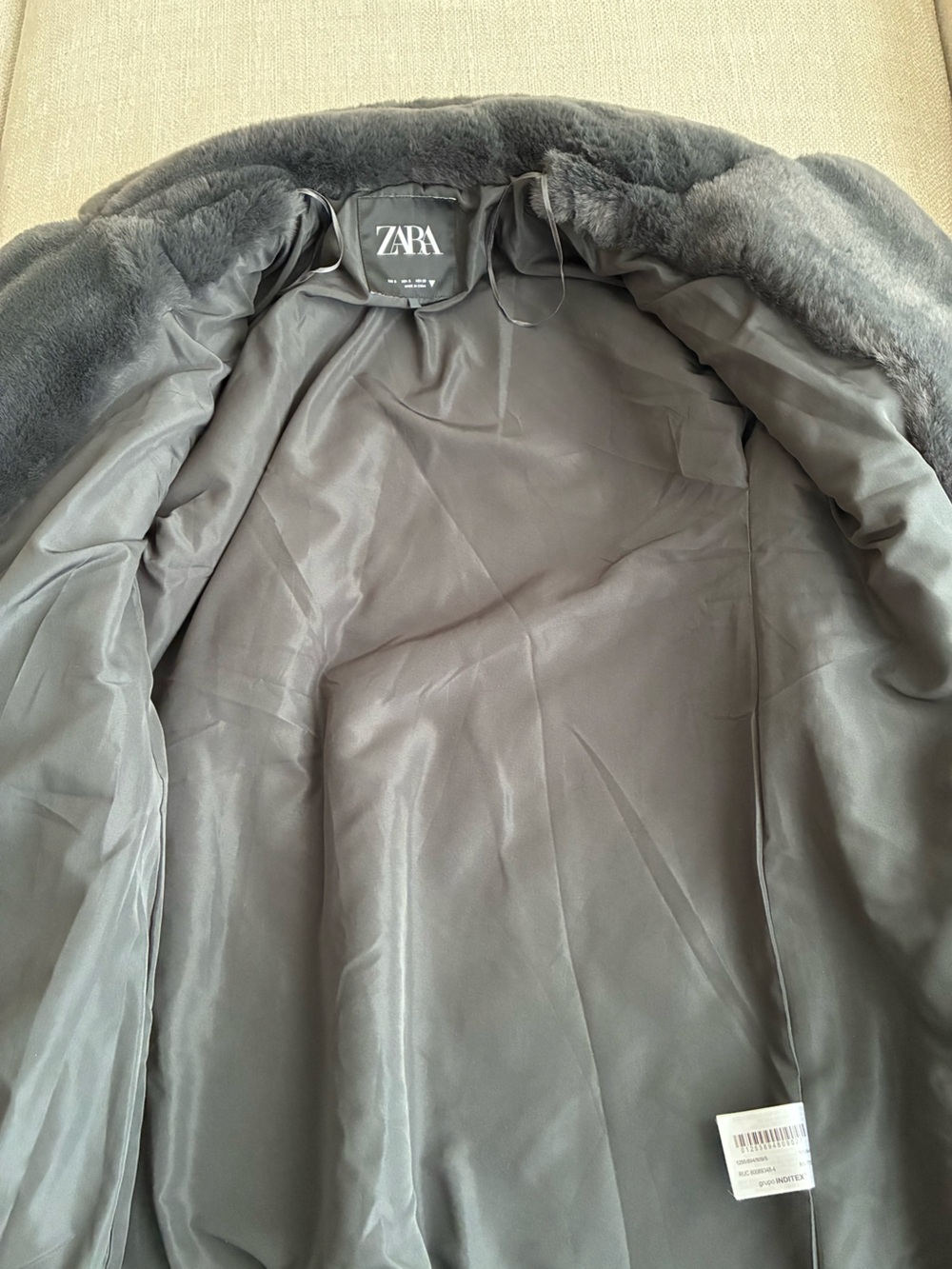 ZARA Faux Fur Coat Women’s Small Gray Oversized Fit - Picture 7 of 15